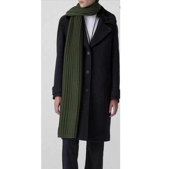 The Arrivals Accessories - The Arrivals Wool Cashmere Rib Knit Scarf Green